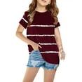 thumbnail image 2 of ZyeKqe Toddler Boys Girls T-Shirts Baby Kids Short Sleeve Color Block Shirts Crewneck Striped Cute Summer Tops, 2 of 5