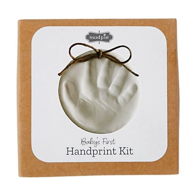 Kit de adorno navideño con estampado de manos para bebés, tarta de barro, 12,7 cm de diámetro