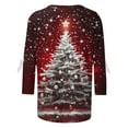thumbnail image 3 of Christmas Shirt Women Bow Blouse Led Light Print Casual 3/4 Sleeve Tops Holiday Pullover Sparkle Party Winter Tee, 3 of 4
