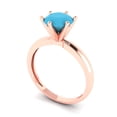 thumbnail image 2 of 1.5 ctw Solitaire Anniversary Ring for Women | Round Cut Simulated Turquoise | Hyperallergenic Solid 18K Rose Gold, 2 of 5