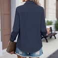 thumbnail image 3 of Long Sleeve Dress Shirts for Women Button Down Casual Business Work Tops with Pocket Tunic Blouses 2026 Navy L, 3 of 4
