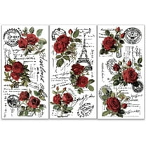 3pcs/Set Vintage Rose Rub on Transfers for Furniture and Crafts 6x12 inch Floral Furniture Transfer Sticker Furniture Decals Decor Transfer Stickers Rub on Decals for Furniture DIY