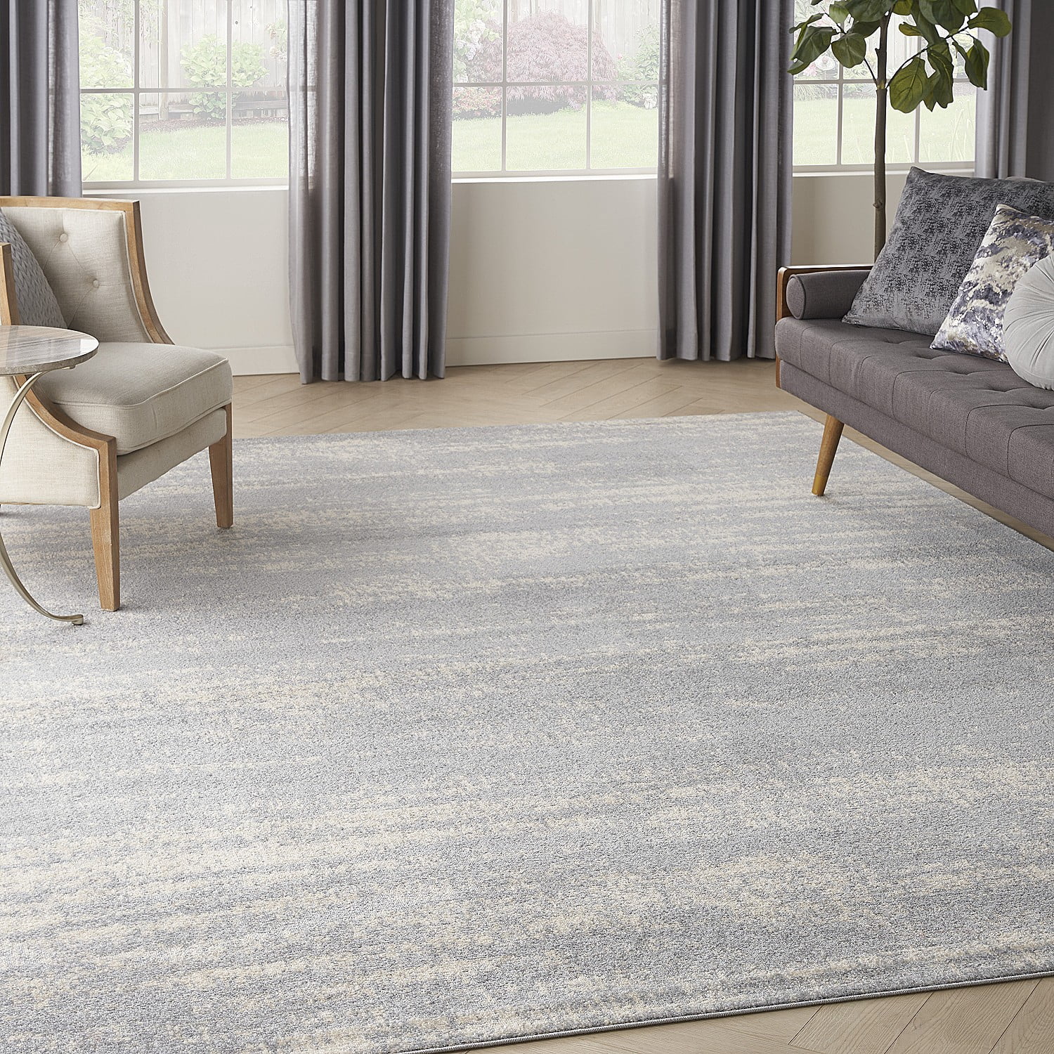 Nourison Essentials Indoor/Outdoor Grey/Beige 10' x 14' Area Rug, (10x14)