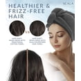 thumbnail image 4 of Scala Microfiber Hair Towel Wrap, Turban Twist, Anti Fizz, Super Absorbent Quick Dry for Women, Gray, 2 Pack, 4 of 7