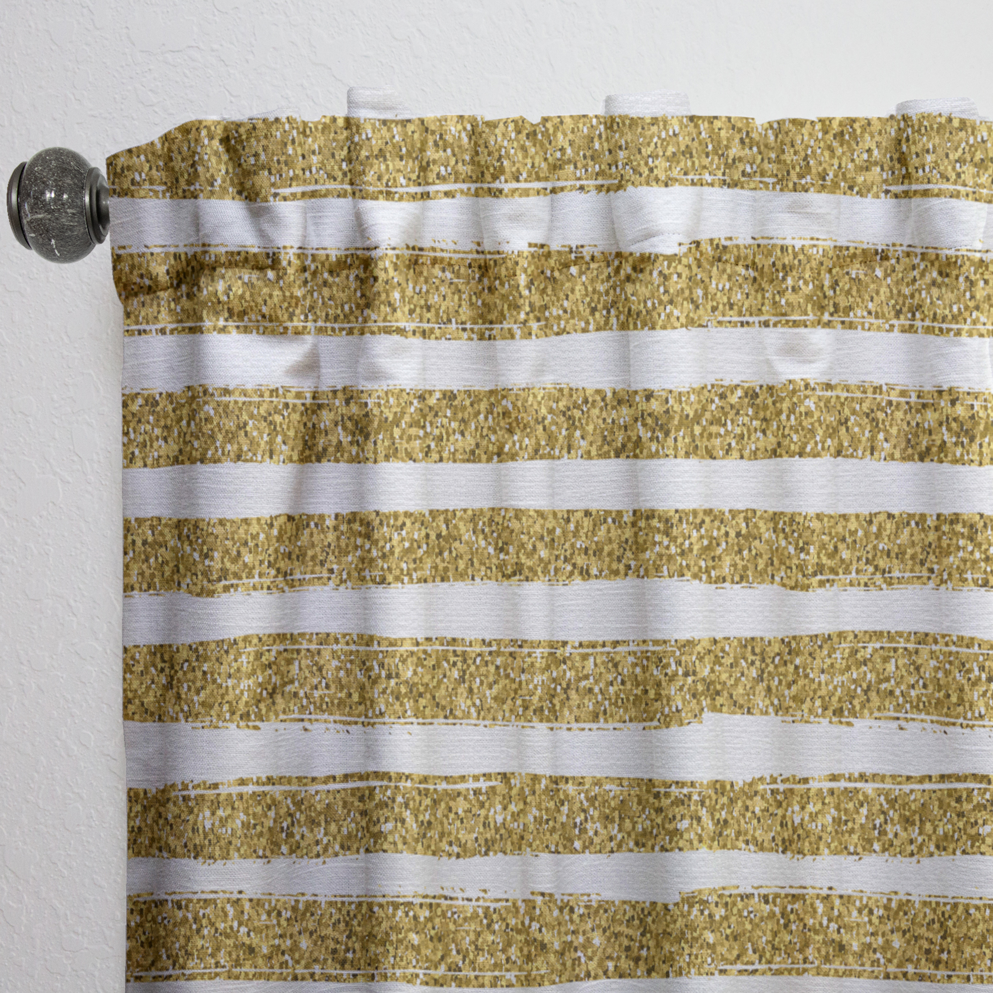 Designart 'Golden Cubics Horizontal Lines ' Mid-Century Modern Curtain Panel