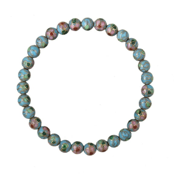 LTC Designs Light Blue Cloisonné 6mm Bead Stretch Bracelet