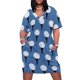 thumbnail image 1 of Vestido holgado con bolsillos y estampado de pelota de golf y tee (azul) Vestidos de manga larga Vestidos de noche, 1 of 6
