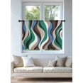 thumbnail image 4 of Sheer Curtains 54 Inch Length, Green Blue Brown Moire Semi Sheer Curtains Light Filtering Window Treatment, Modern Abstract Art Privacy Voile Drapes for Living Room Bedroom 52x54 Inch, 4 of 7