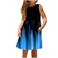thumbnail image 4 of Ashirexll Summer Dresses for Teens, Girls Dresses Size 10-12, Fashion Gradient Color Children's Round Neck Sleeveless Dress with Pockets for Girls 3-14, 4 of 7