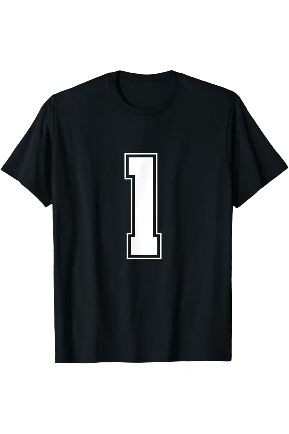 Number 1 Big Bold Capital Varsity Alphabet Monogram T-Shirt