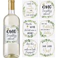 thumbnail image 1 of Printed Party Engagement Celebration Gift, Bachelorette, 6 Wine Bottle Labels, 1 of 5