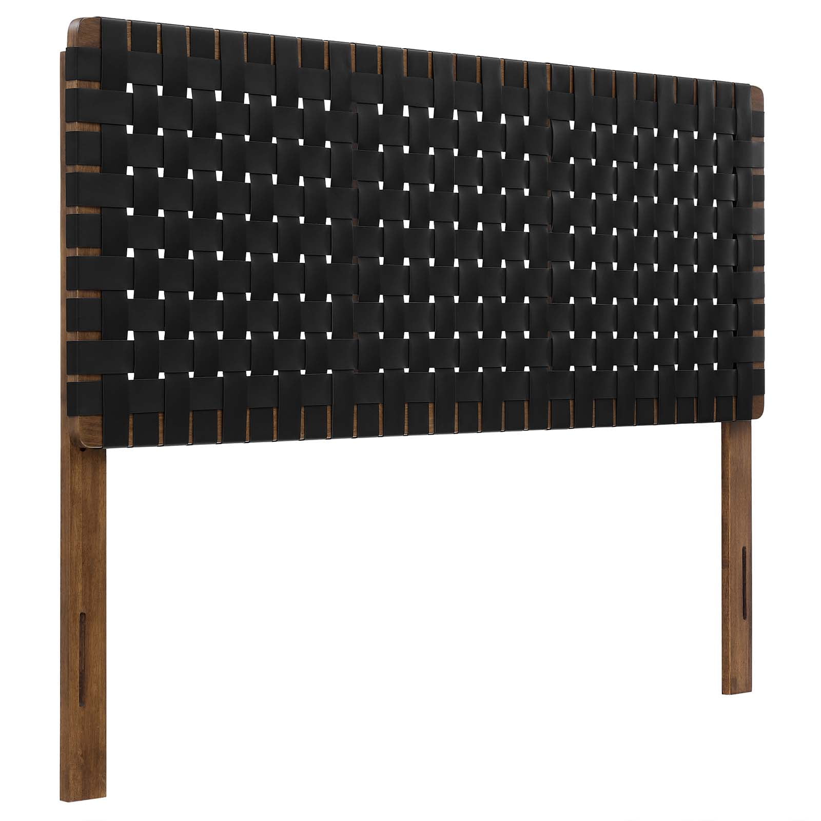 Sparta Weave Vegan Leather Queen Headboard in Walnut Black