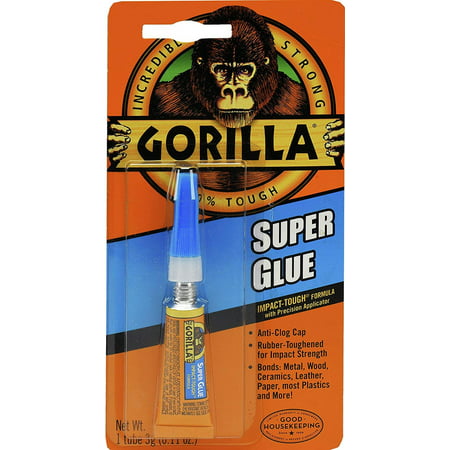 Super Glue Tube, 3 Gram, Clear, Impact Tough: Unique rubber particles increase impact resistance and strength By