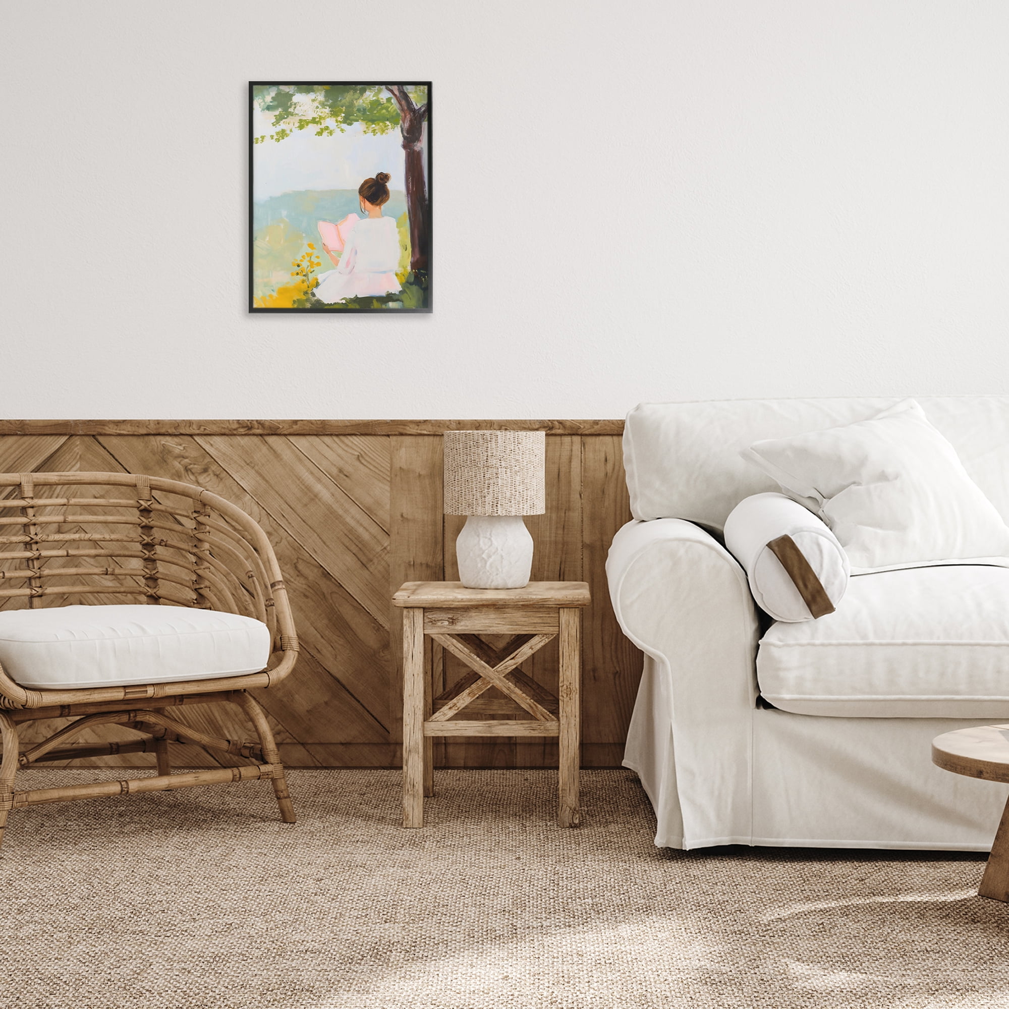Stupell Industries Girl Reading in Nature Black Framed Giclee Art, design by The Prints Vibe