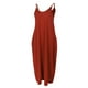 thumbnail image 1 of Vestido largo sin mangas con cuello en V para mujer, sin mangas, sin mangas, con bolsillos, naranja M Hugo vestido maxi largo de las mujeres, 1 of 9