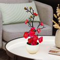thumbnail image 3 of facefd Fake Plant Potted Arrangement Artificial Potted Flowers for Home Decorations Rose Red, 3 of 8
