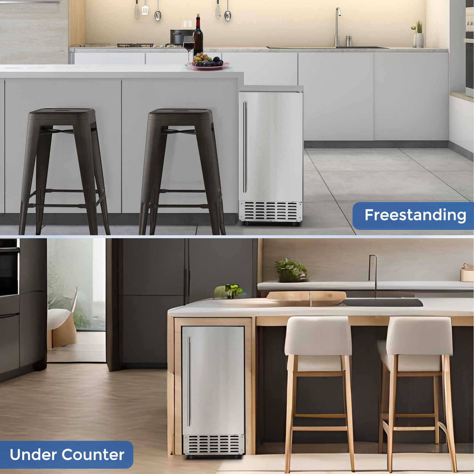 KNDKO Commercial Ice Maker Machine, Stainless Steel ice Machine, Nugget Ice, Automatic Cleaning, Appointment Timing Function, 80lbs/24h