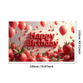 thumbnail image 3 of Pink Themed Happy Birthday Banner with Strawberry Elements Backdrop Party Decoration for Birthday Party Celebrations Photography Props Photo Booth Decorations, 3 of 4