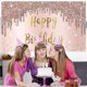 thumbnail image 4 of Banner de Feliz Cumpleaños Rosa Dorado YONGSHENG Telón de fondo Decoraciones para mujeres 73 x 43 pulgadas, 4 of 4