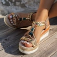 thumbnail image 3 of Rokment Beach Glitter Rhinestones Platform Wedge Dressy Sandals for Women Bridal Boho Breathable Comfortable Linen Sole Espadrilles Chunky High Heel Slingback Summer Shoes Dark Blue Size 6.5, 3 of 5