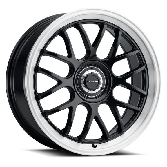 16x8 Vision 478 Alpine Gloss Black Brushed Lip Wheel 5x4.25/5x4.5 (38mm)