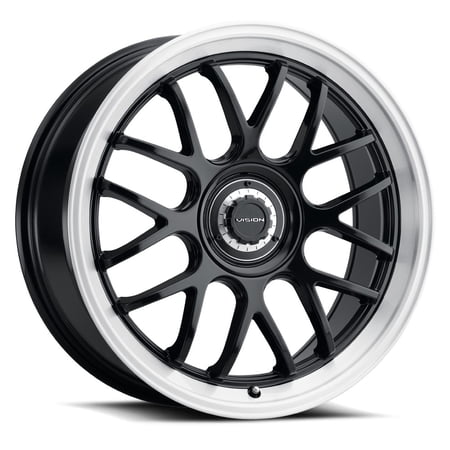 17x8 Vision 478 Alpine Gloss Black Brushed Lip Wheel 5x4.25/5x4.5 (38mm)