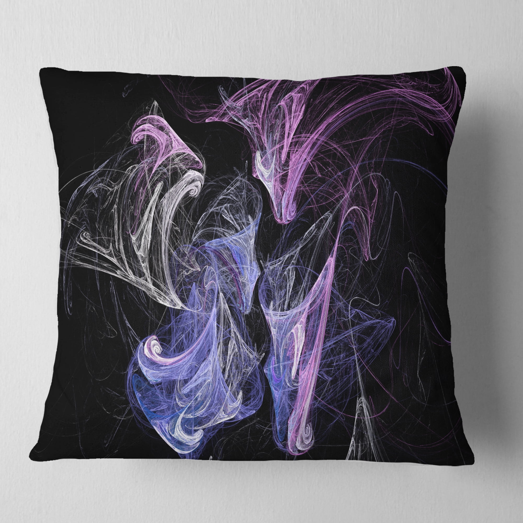 Designart Billowing Smoke Blue Purple - Abstract Throw Pillow - 18x18