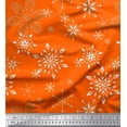 thumbnail image 1 of Soimoi Orange Rayon Fabric Snow Flakes Floral Printed Fabric 1 Yard 56 Inch Wide, 1 of 3