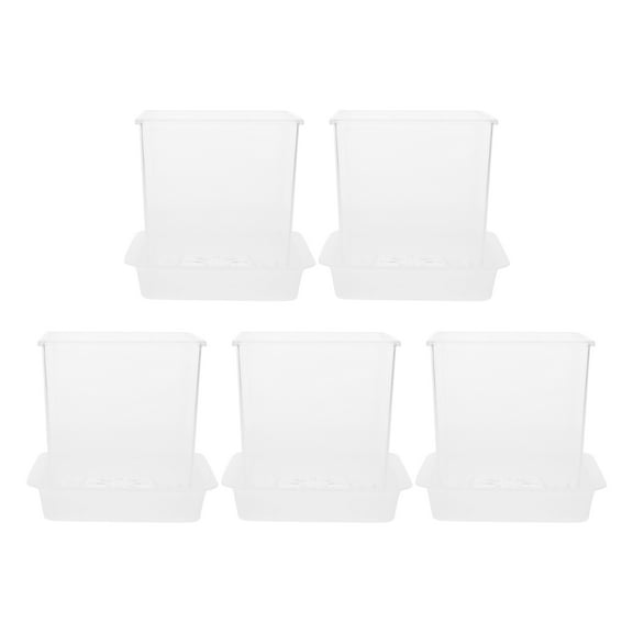 COSMOBETTY 5Pcs Clear Acrylic Nursery Pots with Trays for Indoor Gardening 11.8x7.9x7.9in