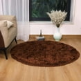 thumbnail image 3 of IR Imperial Rooms Solid Collection Shaggy 4x4Ft Round Rug for Living Room Fluffy Rug Brown, 3 of 11