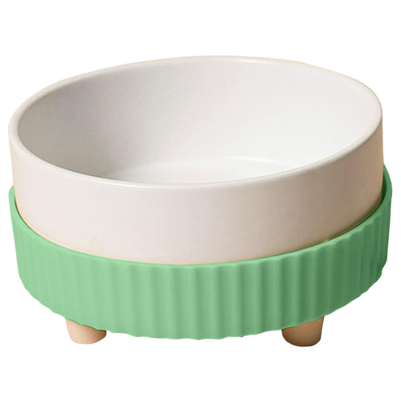 Kingtowag Heated Pet Water Bowl Ceramic 450ml USB 5V Green Base, Thermal Bowl for Dogs Cats Winter, 5.3inch 450ml USB Thermal Bowl Anti-Freezing, Heated Water Bowl