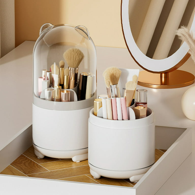 Makeup Organizer Box With Rotating Brush Holder, Desk Pencil Holder,  Lipstick And Eyeshadow Brush Storage Shelf