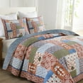 thumbnail image 2 of 3 Pcs Bohemian Style Patchwork Quilt Bedding Set, Soft & Colorful, with Matching Pillow Shams, 2 of 11