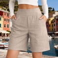 thumbnail image 6 of CYYOLLPF Cotton Linen Shorts flowy shorts for women paperbag shorts Beach Resort Pants Wide Leg Shorts vacation shorts beach shorts women Classic Fit comfort shorts for women Beige 3XL, 6 of 7