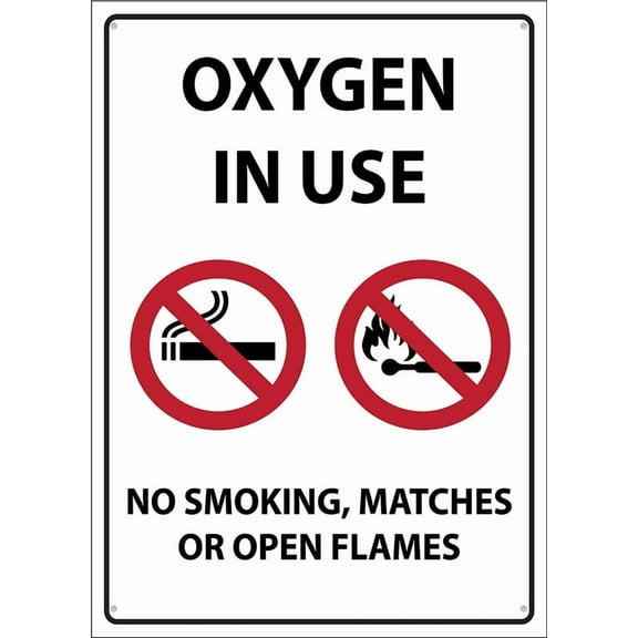 Oxygen In Use Sign 12”X8” Metal Signs Aluminum Sign Pre-Drilled Holes For Easy Mounting Indoor Or Outdoor Use For Fence Door Or Gate