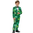 thumbnail image 2 of Xoenoiee Green Heart Shamrock Print Boys Slim Fit Suits for Boys St. Patrick's Day Suit Set Dresswear Ring Bearer Outfit Kids Suits Wedding Dress, Size 5-6 Years, 2 of 7