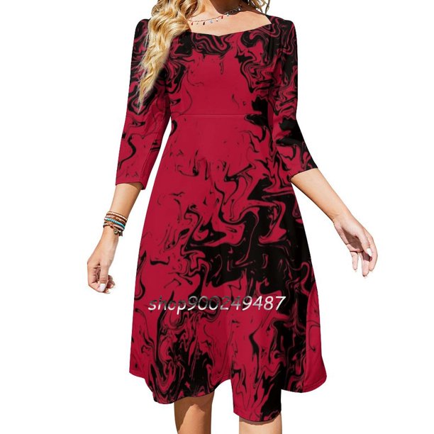 Vestido acampanado con efecto tie dye de Uga, vestido con cuello cuadrado, elegante vestido estampado de moda para mujer, graduado universitario de Georgia Ga Uni
