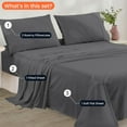 thumbnail image 3 of CCNY 600 TC Egyptian Cotton Bed Sheets, Luxurious Soft for Hotel Quality 4Pc Sheet Set - 1 Fitted Sheet, 1 Flat Sheet & 2 Pillowcases 18 Inch Deep Pocket (Full XL-Dark Grey Solid), 3 of 8