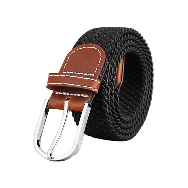 Correa Ajustable de Tejido Elástico uxcell para Hombres En Zigzag Diseño Panel PU Negro 24 - 32 pulgadas