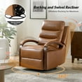 thumbnail image 5 of Manual Genuine Leather Recliner Chairs 360-Degree Swivel Rocking Metal Base Set of 2 for Living Room Camel, 5 of 9