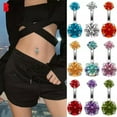 thumbnail image 4 of K-KED New Belly Button Rings Dangle Crystal Rhinestone Navel Bar Barbell Body Piercing-F4, 4 of 9