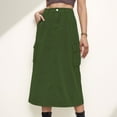 thumbnail image 2 of Women's Utility Midi Skirt with Side Cargo Pockets Button Waistband and Belt Loops - Medium, Olive Green, 2 of 7
