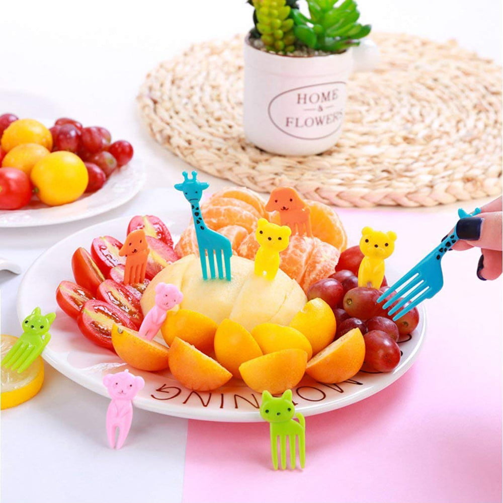 36Pcs Mini Animal Farm Cartoon Fork Fruit Toothpick Sign Bento Lunches Dinner 
