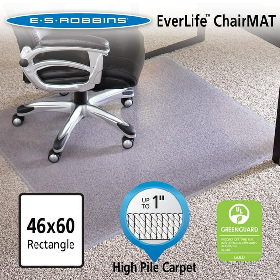 ES Robbins Chair Mat for High Pile Carpet - 46"W x 60"L, Rectangle