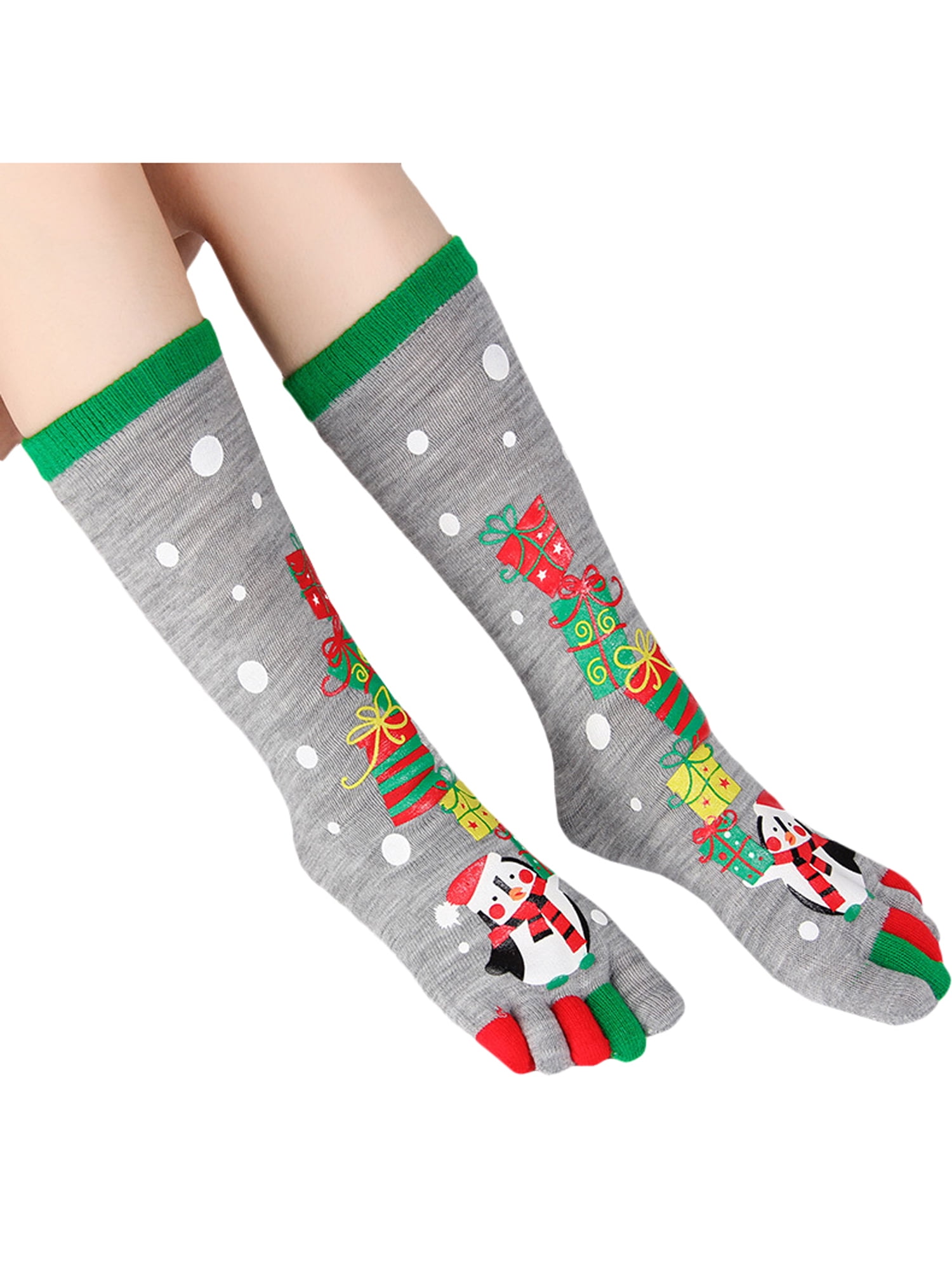 Christmas Unisec Print Colorful Toe Socks Five Finger Socks Cotton Stockings