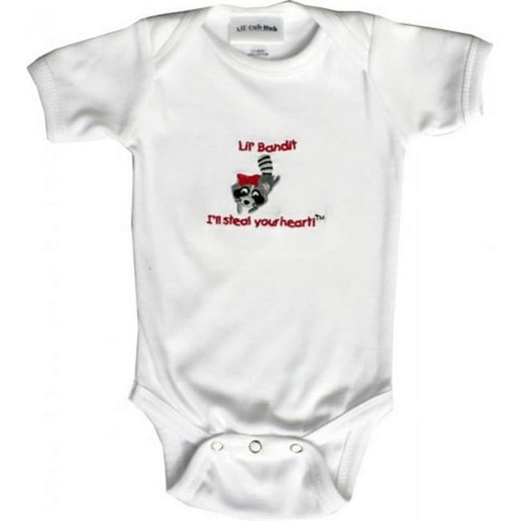 Lil Cub Hub 2WSSOR-03 White Short Sleeve Onesie - Raccoon, 0-3 months