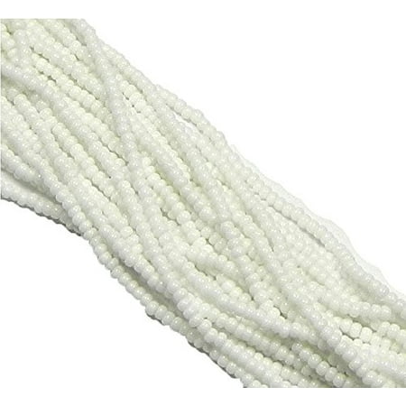 - Czech 11/0 Glass Seed, Loose Beads, 1 6 String Hank Preciosa Opaque Chalk White