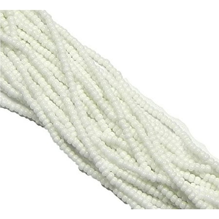 Czech 11/0 Glass Seed, Loose Beads, 1 6 String Hank Preciosa Opaque Chalk (Best Quality Seed Beads)