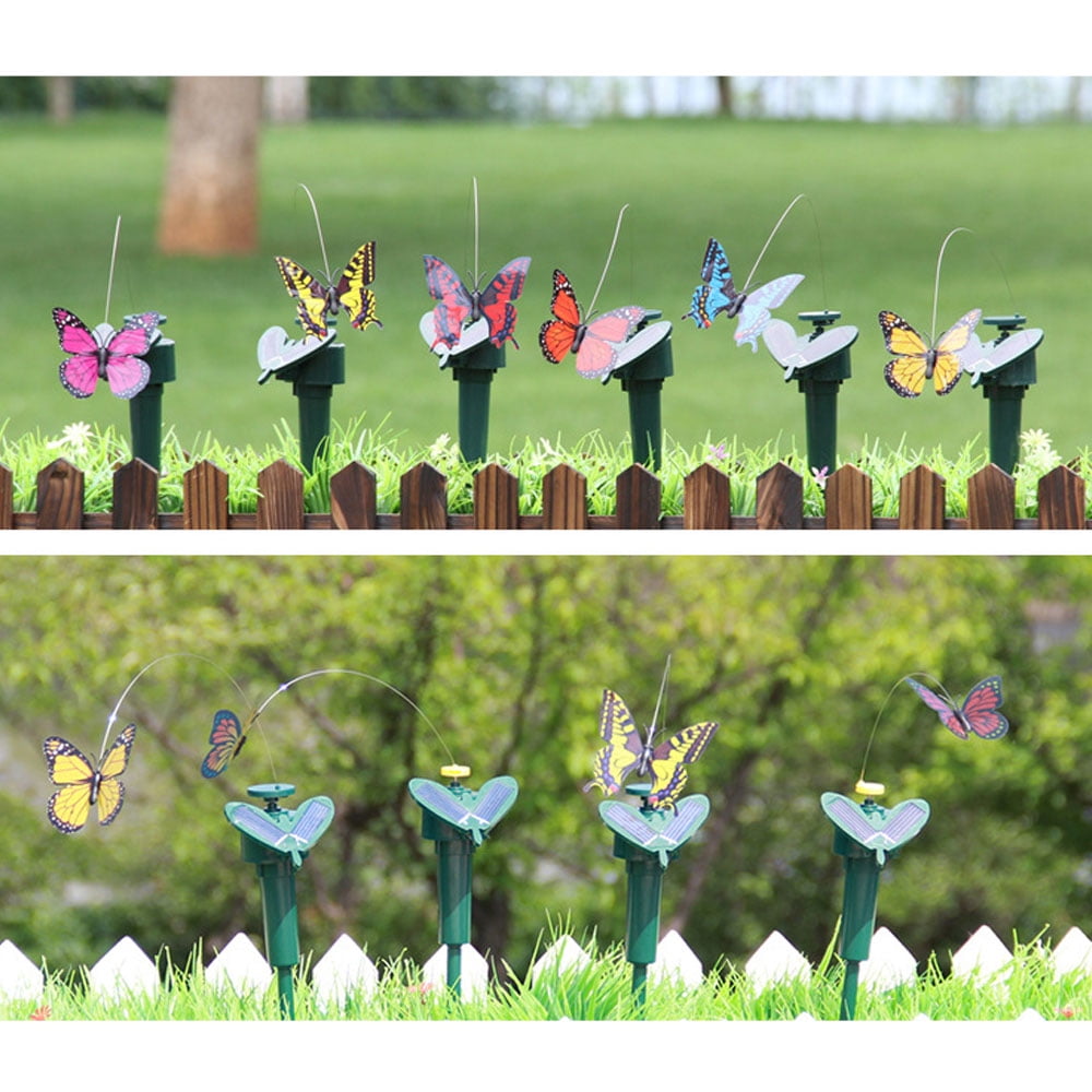 TOP-MAX 5PCS Solar Garden Butterfly Fluttering Solar Butterfly Decoration for Indoor and Outdoor Not Light (Random Color)