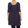 thumbnail image 4 of Moa Collection Women's Plus Size 3/4 Sleeves Babydoll Solid Tunic Top Dress, 4 of 5